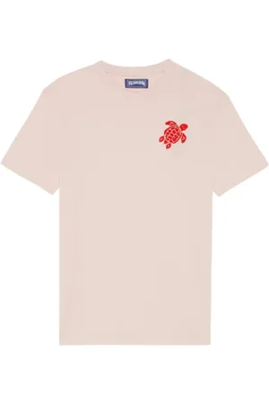 Vilebrequin Top, Herre, Lyserød, 2XL, Bomuld, T-shirt lavet af bomuld med broderet skildpadde til mænd