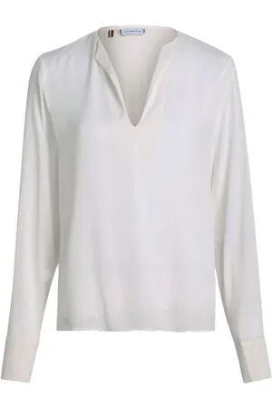 Tommy Hilfiger Bluser & Skjorter, Dame, , XS, Uld, Viscose Crepe V-Neck Bluse LS