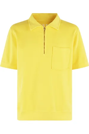FORTELA Top, Herre, Gul, S, Bomuld, Gul Polo Zip Sweatshirt med Ribbed Trim