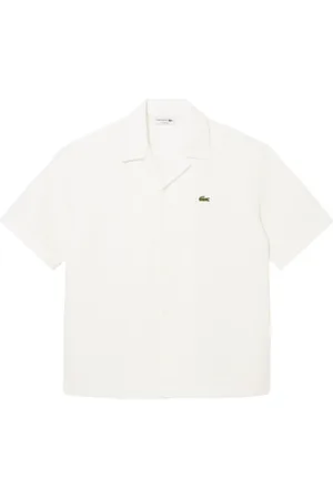 Lacoste Skjorte, Herre, Hvid, 3XL, Bomuld, Hvid Skjorte med Præget Tekstur