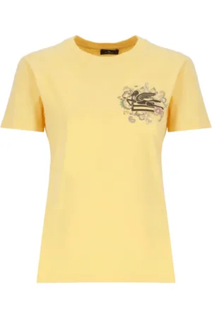 Etro Top, Dame, Gul, L, Bomuld, Orange Blomstret T-shirt Damemode