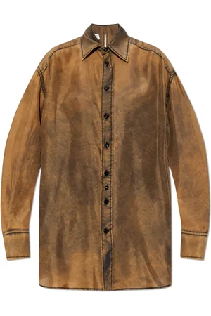 Maison Margiela Bluser & Skjorter, Dame, Brun, XS, Uld, Silkeskjorte