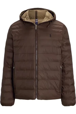 Ralph Lauren Jakke, Herre, Brun, L, Polyester, Vendbar hættetrøje Brun Beige