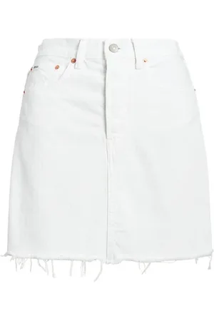 Ralph Lauren Nederdel, Dame, Hvid, W28, Hvid Knappet Nederdel med Lommer