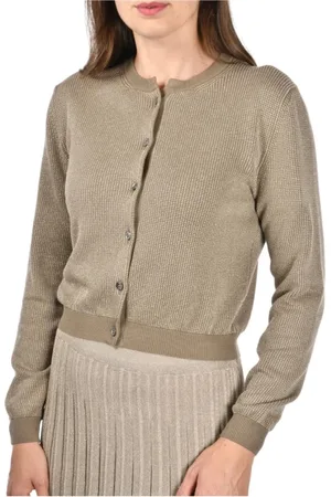 Gran Sasso Strik, Dame, Grøn, M, Jacquard Koreansk Cardigan med Lurex