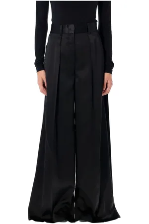Jil Sander Bukser, Dame, Sort, XS, Satin, Sort Satin Palazzo Bukser