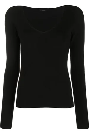 Joseph Top, Dame, Sort, L, V-hals Langærmet Top