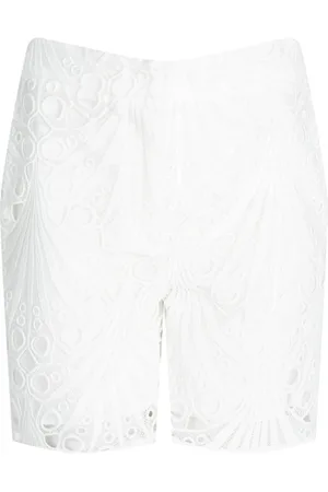 Pinko Shorts, Dame, Hvid, XS, Højtaljede broderede shorts