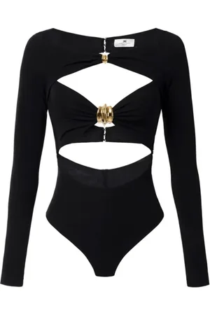 Elisabetta Franchi Top, Dame, Sort, M, Sort Cut-Out Langærmet Top