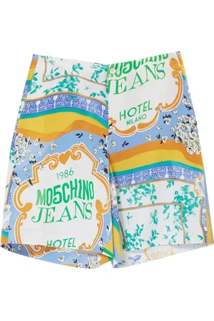 Moschino Shorts, Dame, Flerfarvet, S, Uld, Kort Crepe Tørklæde Print Shorts