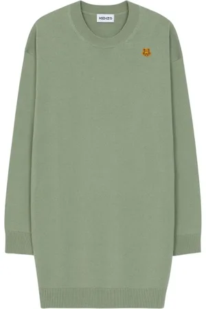 Kenzo Kjole, Dame, Grøn, XS, Uld, Uld Tiger Crest Kjole