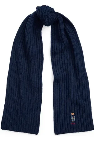 Ralph Lauren Tilbehør, Dame, Blå, ONE SIZE, Uld, Marineblå Bjørn Tørklæde