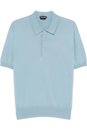 Tom Ford Top, Herre, Blå, 3XL, Bomuld, Bomulds polo shirt med 3 knapper