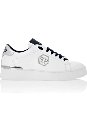 Philipp Plein Sko, Herre, Hvid, 43 EU, Læder, Nappa Læder Lo-Top Sneakers Hexagon
