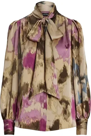 Ralph Lauren Bluser & Skjorter, Dame, Flerfarvet, M, Mønstret skjorte med slips
