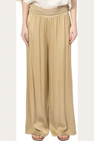 Manila Grace Bukser, Dame, Gul, L, Satin, Gyldne Bukser Elegant Satin Jersey