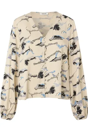 Modstrom Bluser & Skjorter, Dame, Flerfarvet, M, Blomstret V-udskæring Bluse