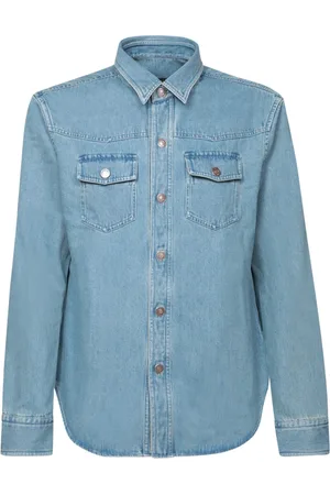 Tom Ford Skjorte, Herre, Blå, XL, Denim, Blå denim overskjorte med klassisk krave