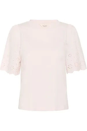 Part Two Top, Dame, , M, Uld, Holey Tee Mauve Chalk
