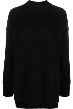 Jil Sander Strik, Dame, Sort, XS, Uld, Sort Oversize Uld Sweater