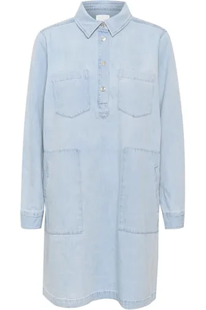 Part Two Kjole, Dame, Blå, M, Denim, Denim Skjortekjole