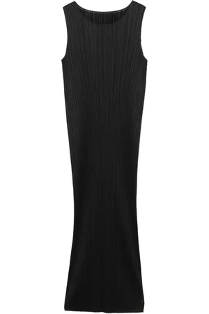Issey Miyake Kjole, Dame, Sort, 2XL, Polyester, Elegant Sort Kjole