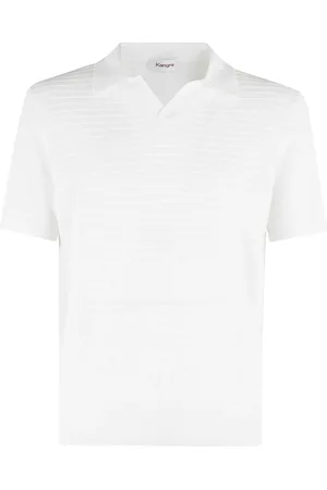 KANGRA CASHMERE Top, Herre, Hvid, M, Bomuld, Stribet Polo Skjorte Hvid Regular Fit