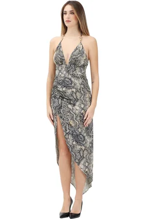 Roberto Cavalli Kjole, Dame, Blå, XS, Uld, Forførende Python Print Midi Kjole