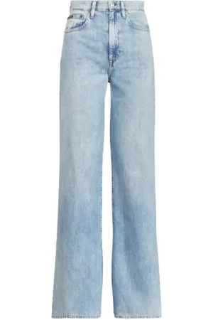 Ralph Lauren Jeans, Dame, Blå, W30, Bomuld, Wide Leg High Waist Jeans