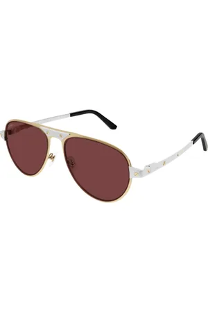 Cartier Tilbehør, unisex, Grå, L, Uld, Aviator solbriller i guld og sølv