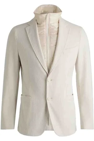 HUGO BOSS Jakke, Herre, Hvid, M, Slim Fit Corduroy Jakke