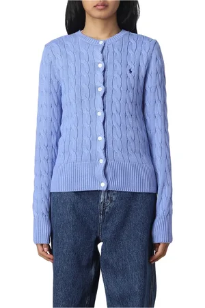 Ralph Lauren Strik, Dame, Blå, XL, Uld, Cozy Knit Cardigan