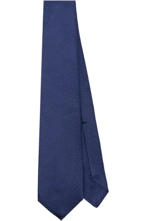 BARBA Tilbehør, Herre, Blå, ONE SIZE, Uld, Blå Silke Jacquard Diamant Slips