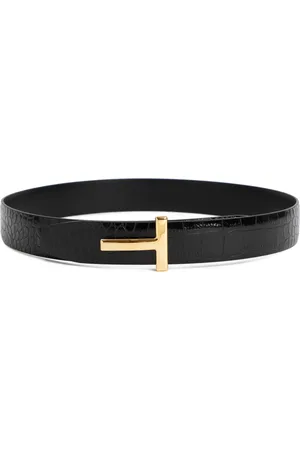Tom Ford Tilbehør, Dame, Sort, 70 CM, Læder, Krokodillepræget læderbælte