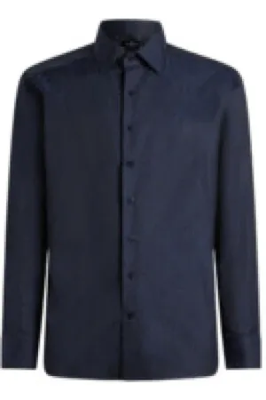 Etro Skjorte, Herre, Blå, L, Bomuld, Blå Jacquard Casual Skjorte