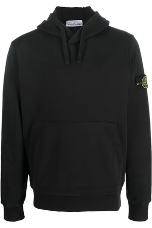Stone Island Sweathshirts & Hoodies, Herre, Sort, M, Bomuld, Sort Bomuldsfleece Hættetrøje Afslappet Stil