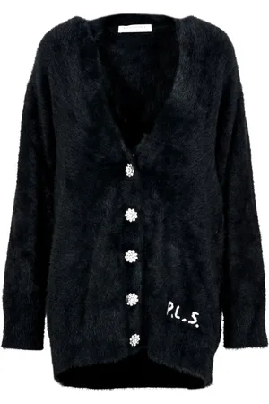Serafini Strik, Dame, Sort, XS, Uld, Superblød Strikket Maxi Cardigan