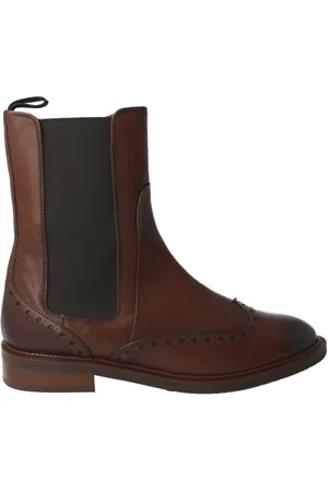 Pertini Sko, Dame, Brun, 36 EU, Læder, Brun Læder Ankelstøvle med Brogue Detaljer