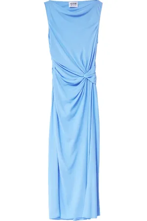 Moschino Kjole, Dame, Blå, M, Blå Crepe Midi Kjole