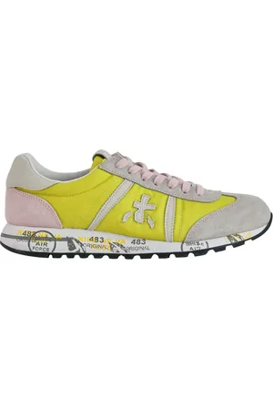 Premiata Sko, Dame, Flerfarvet, 36 EU, Gule Sneakers med Grå Detaljer