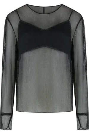 Vince Top, Dame, Sort, L, Chiffon, Chiffon Bluse med Aftagelig Foring