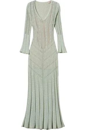 Twin-Set Kjole, Dame, Grøn, XS, Uld, Grøn og Guld Kjole Ss25