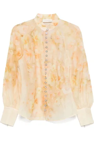 ZIMMERMANN Bluser & Skjorter, Dame, Gul, S, Linned, Crush Buttoned Blouse