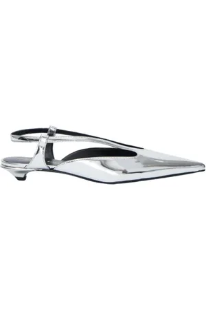 Proenza Schouler Sko, Dame, Grå, 37 1/2 EU, Læder, Mirror Point Slingback Pumps