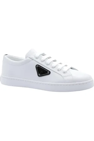 Prada Sko, Dame, Hvid, 35 EU, Læder, Fashion Sneakers