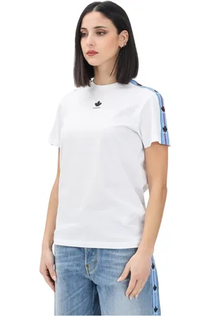 Dsquared2 Top, Dame, Hvid, S, Bomuld, Hvid T-shirt med ahornbladlogo
