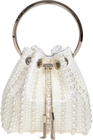 Jimmy Choo Taske, Dame, , ONE SIZE, Satin, Pearl Satin Bucket Bag med kæde