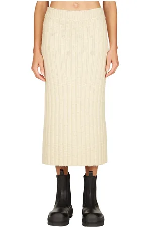 Jil Sander Nederdel, Dame, , XS, Uld, Ribstrikket Uld Midi-Nederdel