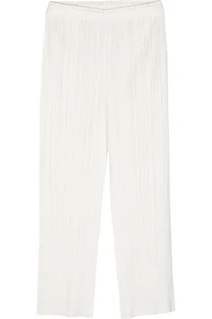 Issey Miyake Bukser, Dame, Hvid, 2XL, Uld, Stilfulde bukser
