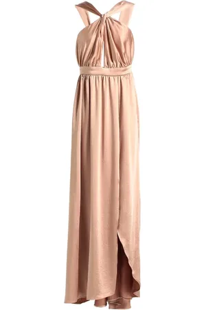 Pinko Kjole, Dame, Lyserød, XS, Satin, Lang Satinkjole med Torchon Detalje